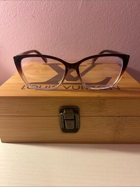 Brown to Clear Ombre Cat-Eye Glasses